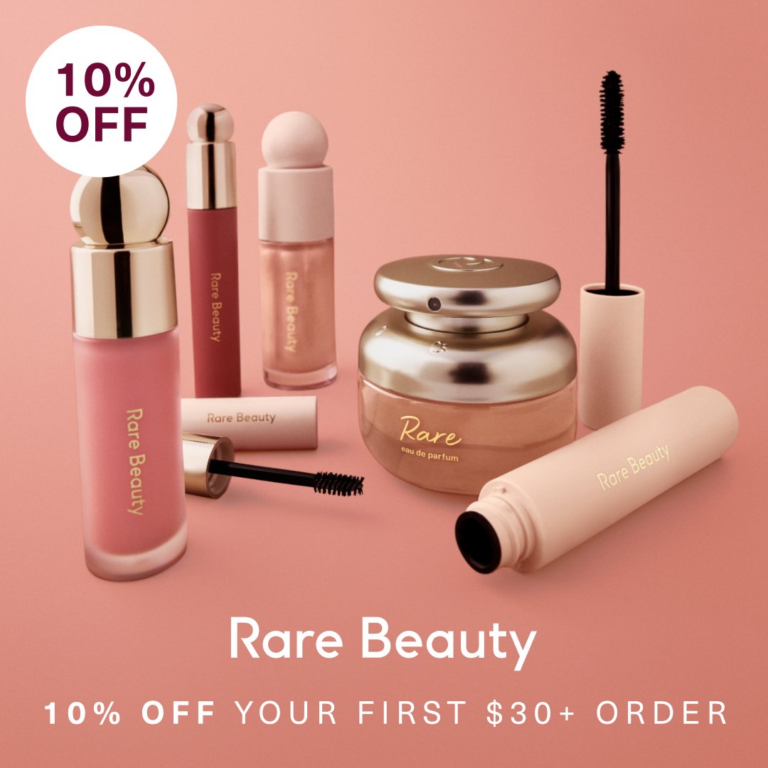 Rare Beauty ad: The discount as a badge on the set.