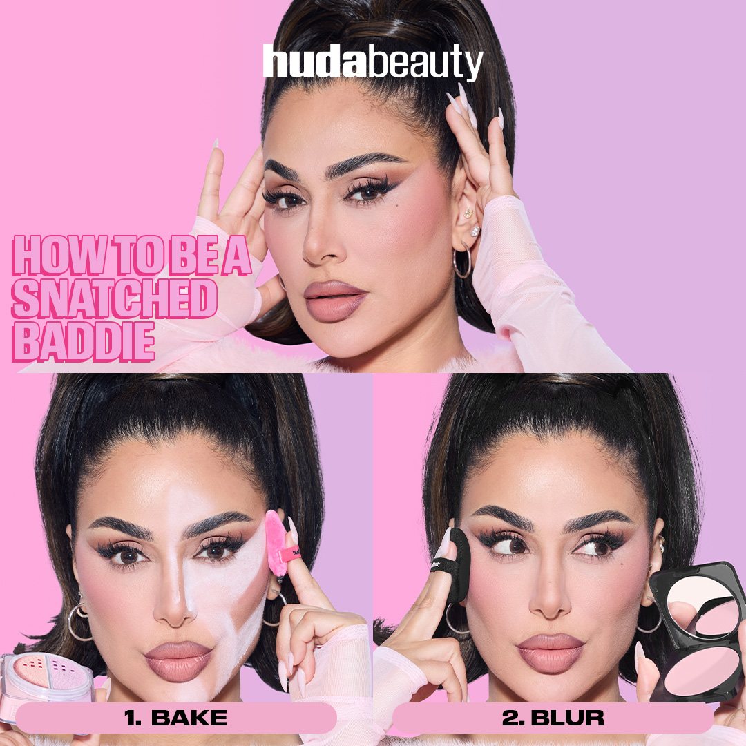 Huda Beauty ad: The steps, shown on one face.